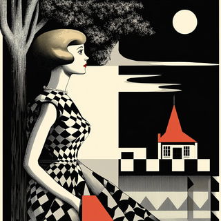 Polkadot Pinup Couture style, Midjourney V6.1: retro fairy-tale illustration