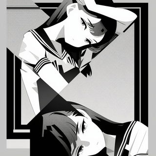 Polkadot Pinup Couture style, Midjourney V6.1: black-and-white manga comic strip