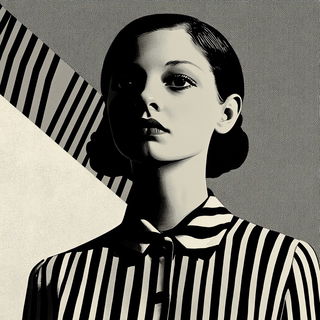 Polkadot Pinup Couture style, Midjourney V6.1: photographic portrait of female protagonist