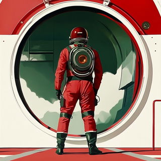 Lunagraphic style, Midjourney V6.1: cinematic shot from sci-fi movie