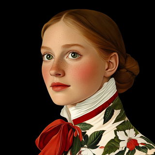 Lunagraphic style, Midjourney V6.1: photographic portrait of female protagonist