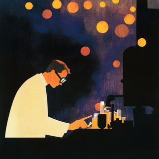Monolithocrimson style, Midjourney V6.1: editorial illustration for popular scientific magazine cover