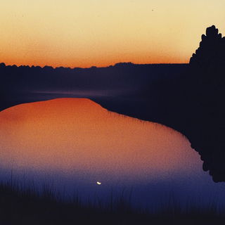 Monolithocrimson style, Midjourney V6.1: realistic landscape photograph of quiet dawn