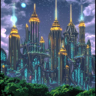 Oceanovista style, Midjourney V6.1: megacity with futuristic bioarchitecture