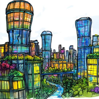 Pagodaflare style, Midjourney V6.1: megacity with futuristic bioarchitecture