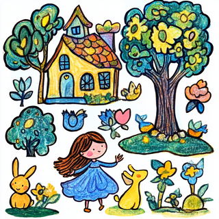 Pagodaflare style, Midjourney V6.1: retro fairy-tale illustration