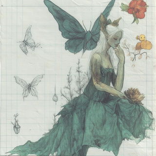 Marketmoss style, Midjourney V6.1: retro fairy-tale illustration
