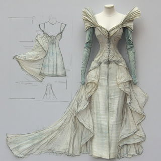Marketmoss style, Midjourney V6.1: haute-couture fashion outfit
