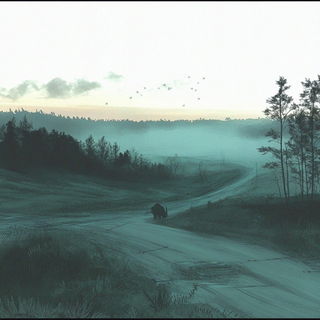 Marketmoss style, Midjourney V6.1: realistic landscape photograph of quiet dawn