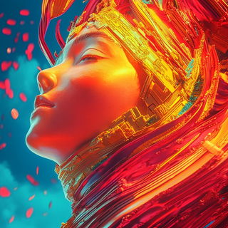 Amber Junctions style, Midjourney V6.1: abstract 3D render
