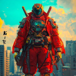 Amber Junctions style, Midjourney V6.1: concept art character design of retropunk steam knight