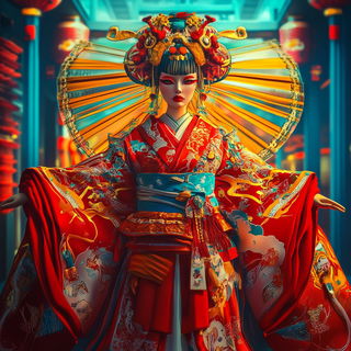 Amber Junctions style, Midjourney V6.1: haute-couture fashion outfit