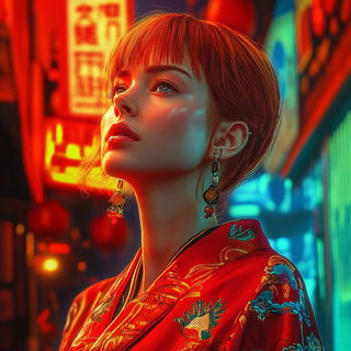 Amber Junctions style, Midjourney V6.1: photographic portrait of female protagonist