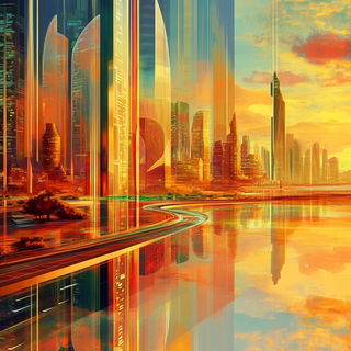 Chlorodye style, Midjourney V6.1: megacity with futuristic bioarchitecture