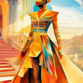 Chlorodye style, Midjourney V6.1: haute-couture fashion outfit
