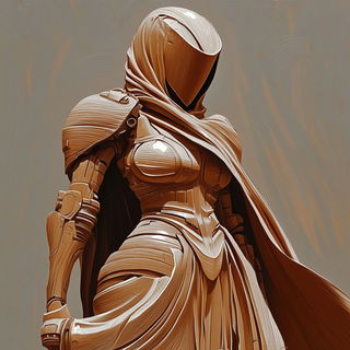 Swirlprint style, Midjourney V6.1: concept art character design of retropunk steam knight