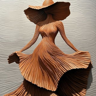 Swirlprint style, Midjourney V6.1: haute-couture fashion outfit