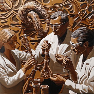 Swirlprint style, Midjourney V6.1: editorial illustration for popular scientific magazine cover