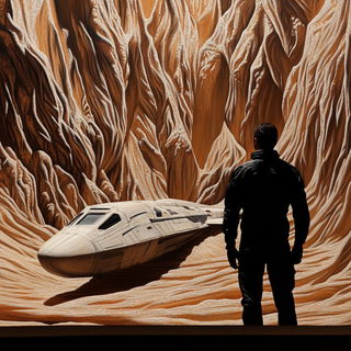 Swirlprint style, Midjourney V6.1: cinematic shot from sci-fi movie