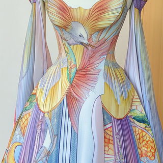 Glitchomorph style, Midjourney V6.1: haute-couture fashion outfit