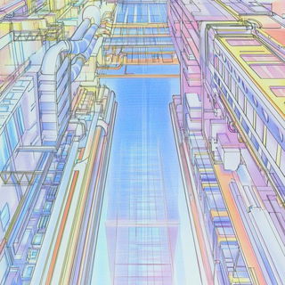 Glitchomorph style, Midjourney V6.1: technical infrastructure blueprint schematics