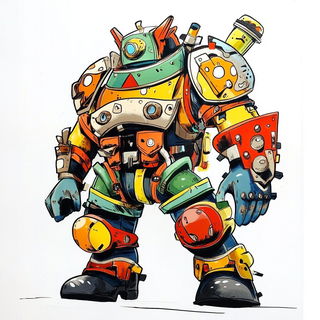 Atelier Red Crane style, Midjourney V6.1: concept art character design of retropunk steam knight