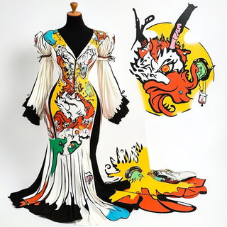 Atelier Red Crane style, Midjourney V6.1: haute-couture fashion outfit