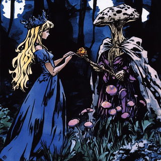 Mistengrave style, Midjourney V6.1: retro fairy-tale illustration