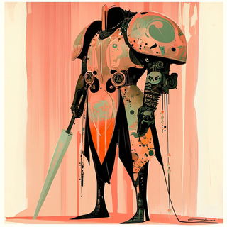 Mythengrave style, Midjourney V6.1: concept art character design of retropunk steam knight