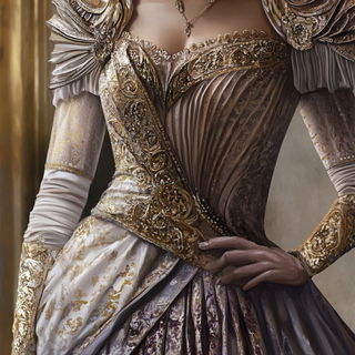 Coralway Procession style, Midjourney V6.1: haute-couture fashion outfit