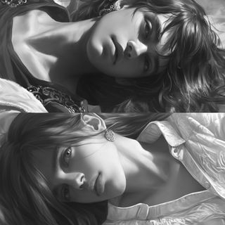 Coralway Procession style, Midjourney V6.1: black-and-white manga comic strip