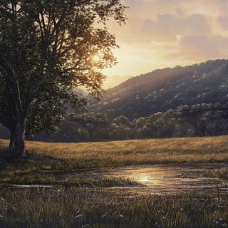 Coralway Procession style, Midjourney V6.1: realistic landscape photograph of quiet dawn