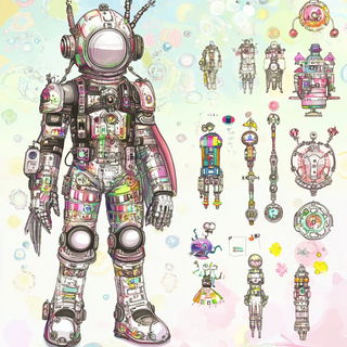 Axial Robe Mechanism style, Midjourney V6.1: concept art character design of retropunk steam knight