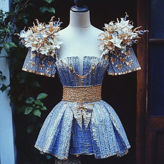 Celsylvan style, Midjourney V6.1: haute-couture fashion outfit