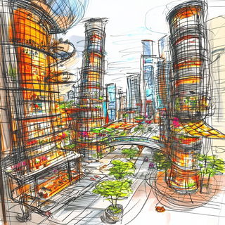 Mossway Expedition style, Midjourney V6.1: megacity with futuristic bioarchitecture