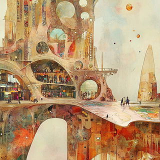 Brutalist Fireblur style, Midjourney V6.1: megacity with futuristic bioarchitecture