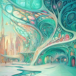 Cloudmantis style, Midjourney V6.1: megacity with futuristic bioarchitecture