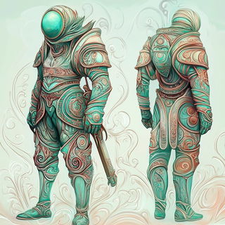 Cloudmantis style, Midjourney V6.1: concept art character design of retropunk steam knight