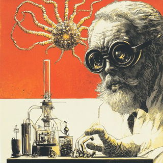 Parrotheon style, Midjourney V6.1: editorial illustration for popular scientific magazine cover