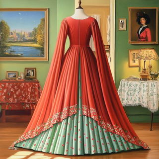 Contourbook style, Midjourney V6.1: haute-couture fashion outfit