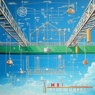 Contourbook style, Midjourney V6.1: technical infrastructure blueprint schematics