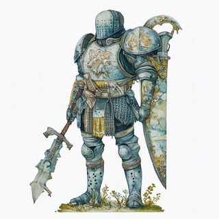 Miniature Impossibleism style, Midjourney V6.1: concept art character design of retropunk steam knight