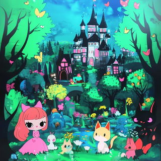Plasterglyph style, Midjourney V6.1: retro fairy-tale illustration