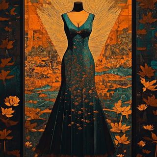 Coralossil style, Midjourney V6.1: haute-couture fashion outfit