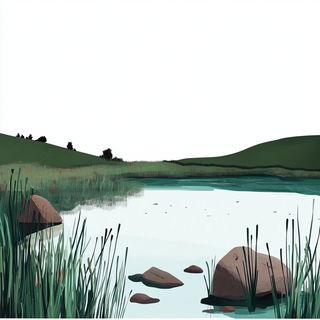 Balloonerie style, Midjourney V6.1: realistic landscape photograph of quiet dawn