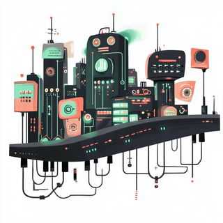 Balloonerie style, Midjourney V6.1: technical infrastructure blueprint schematics