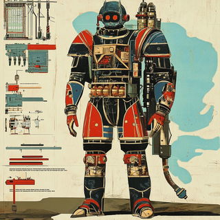 Sunstruck Signbrush style, Midjourney V6.1: concept art character design of retropunk steam knight