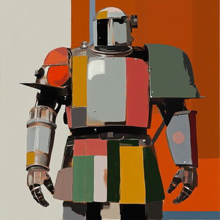 Terraglowism style, Midjourney V6.1: concept art character design of retropunk steam knight