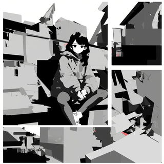 Terraglowism style, Midjourney V6.1: black-and-white manga comic strip