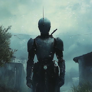 Concourse of Returning Giants style, Midjourney V6.1: concept art character design of retropunk steam knight